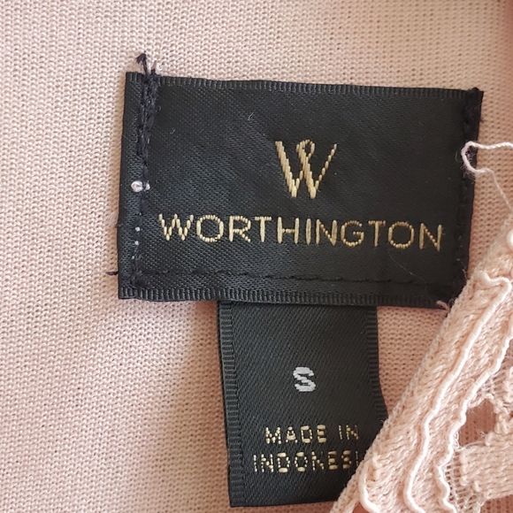 Worthington Blush Pink Lace Blouse Small Size - Picture 12 of 12